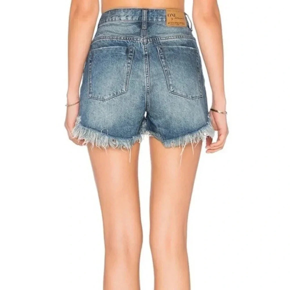 Revolve One Teaspoon High Waist Bonita Jean Short Fringe Blue Distressed Cutoffs - Picture 15 of 15